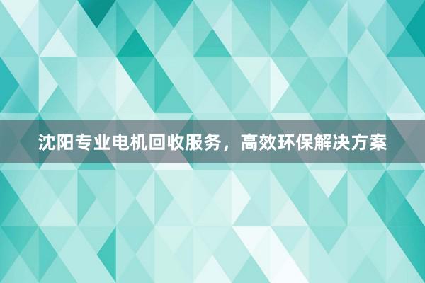 沈阳专业电机回收服务，高效环保解决方案